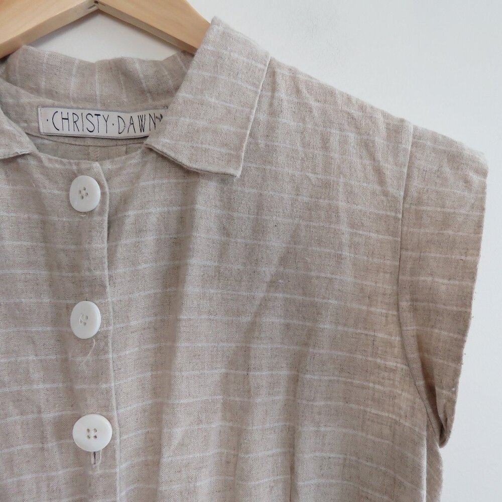 CHRISTY DAWN Phoebe Jumpsuit 100% Linen in Striped Tan Neutral - Size M - Picture 4 of 15